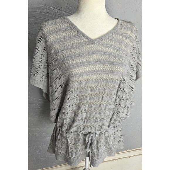 Croft & Barrow Short Sleeve Grey Open Knit Sweater Top Woman's Size XL - Picture 1 of 8